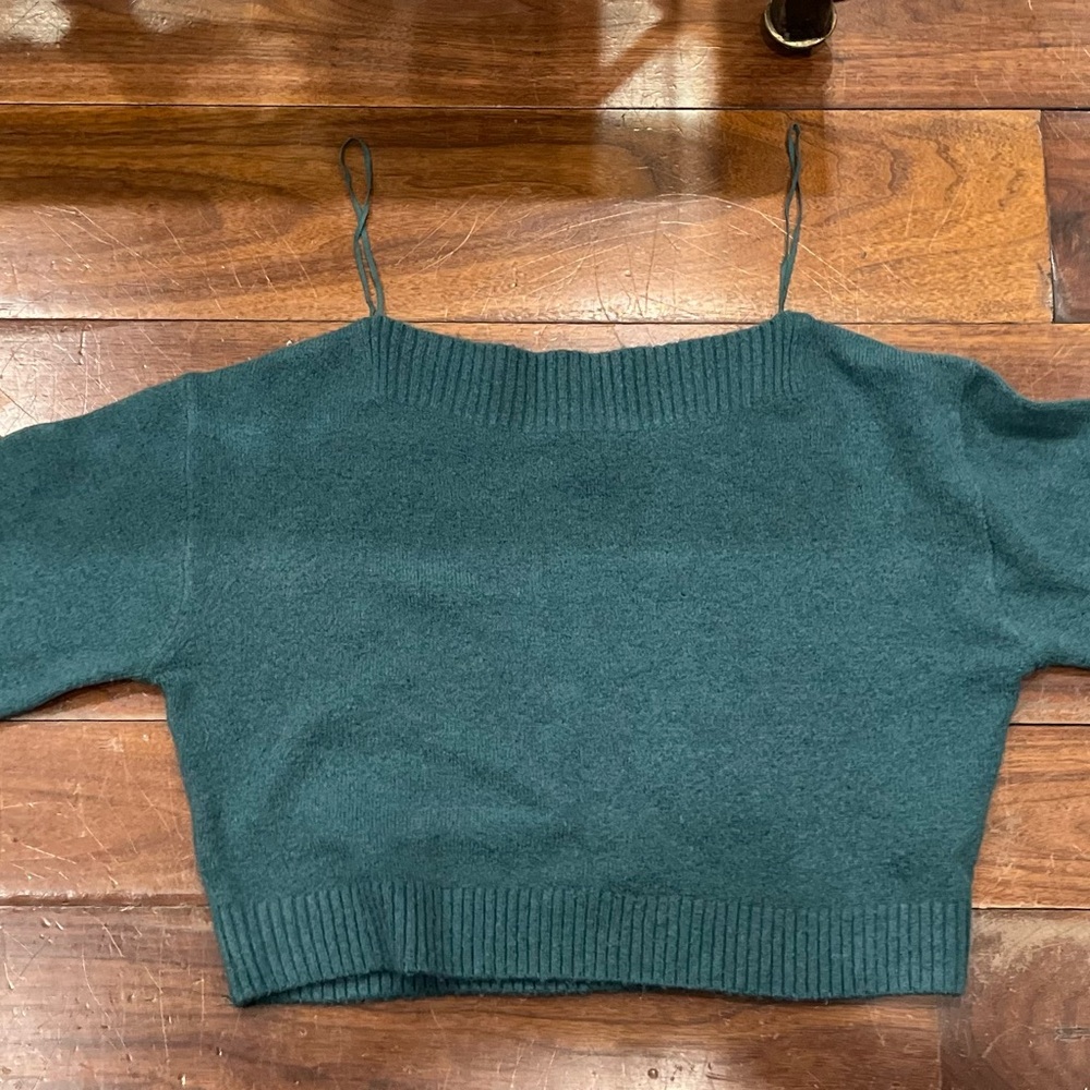 & Other Stories Teal Off-Shoulder Sweater